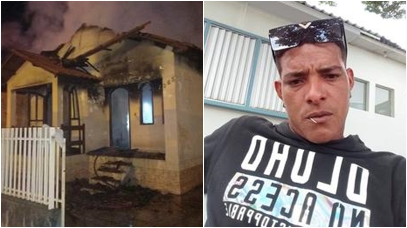 Cubano prende fuego a su casa con seis miembros de su familia dentro (video)